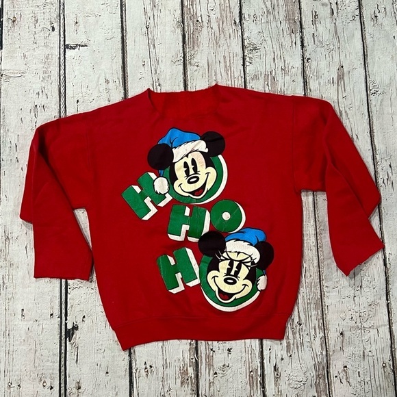 Vintage 1980s Mickey Mouse Disney Cartoon Christmas Ugly Sweatshirt - Picture 1 of 7